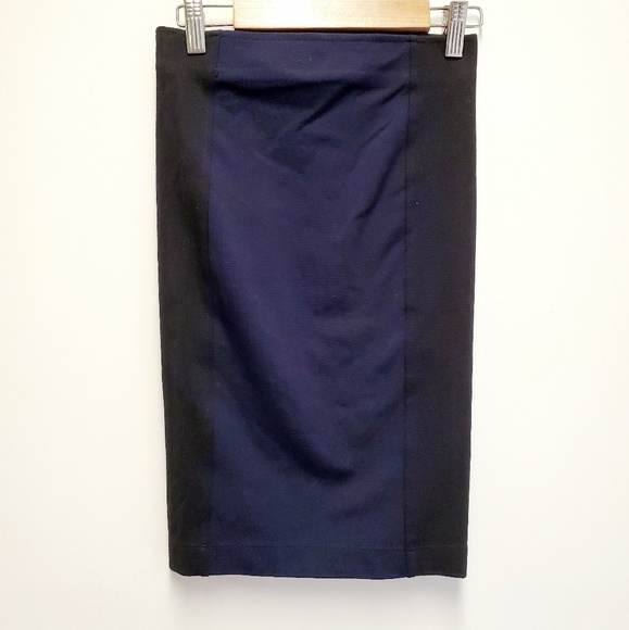 H&M Basic Pencil Navy Black Midi Skirt Size XS - Picture 1 of 5